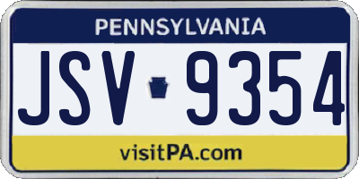 PA license plate JSV9354