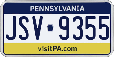 PA license plate JSV9355