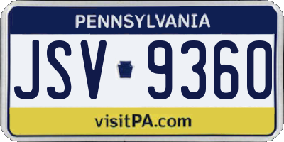 PA license plate JSV9360