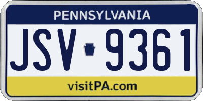 PA license plate JSV9361