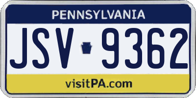 PA license plate JSV9362