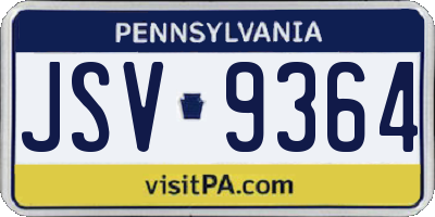 PA license plate JSV9364
