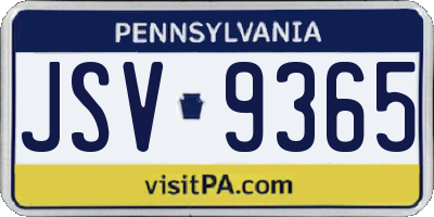 PA license plate JSV9365