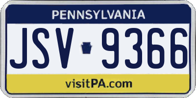 PA license plate JSV9366