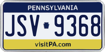 PA license plate JSV9368