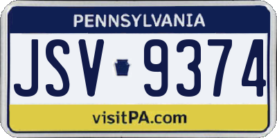 PA license plate JSV9374