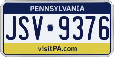 PA license plate JSV9376