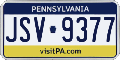 PA license plate JSV9377