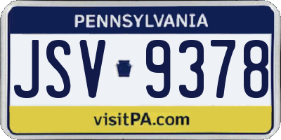 PA license plate JSV9378