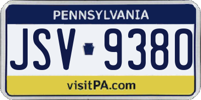 PA license plate JSV9380