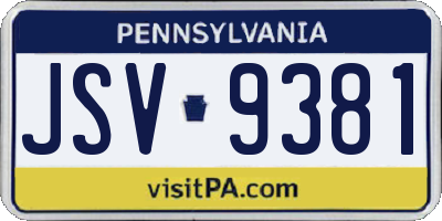 PA license plate JSV9381
