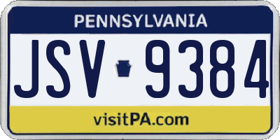 PA license plate JSV9384