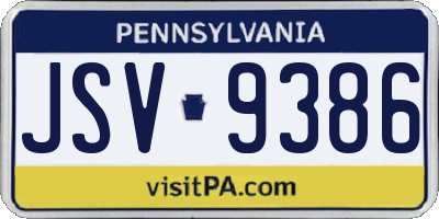 PA license plate JSV9386