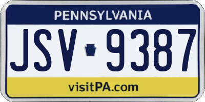 PA license plate JSV9387