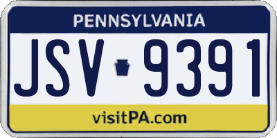 PA license plate JSV9391