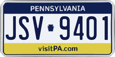 PA license plate JSV9401