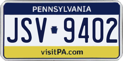 PA license plate JSV9402