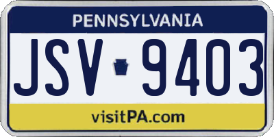 PA license plate JSV9403