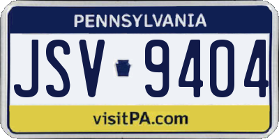 PA license plate JSV9404