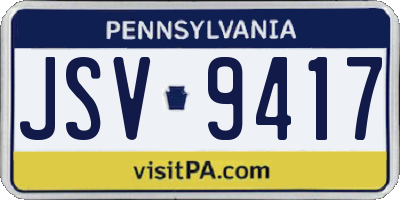 PA license plate JSV9417