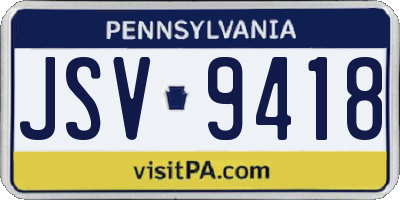 PA license plate JSV9418