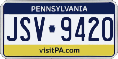 PA license plate JSV9420