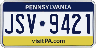 PA license plate JSV9421