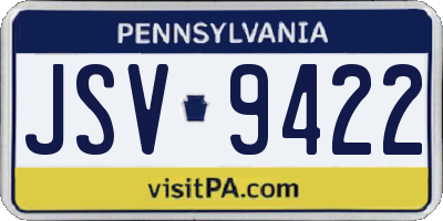 PA license plate JSV9422