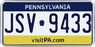 PA license plate JSV9433