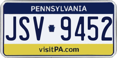 PA license plate JSV9452