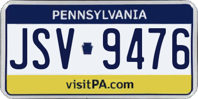 PA license plate JSV9476