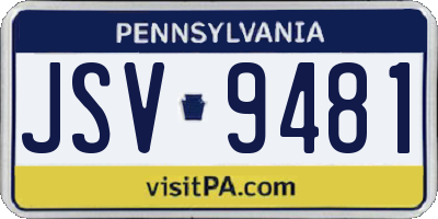 PA license plate JSV9481