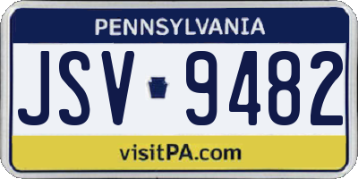 PA license plate JSV9482