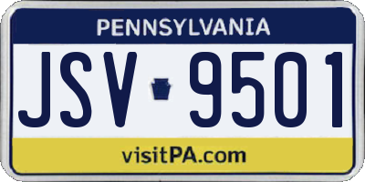 PA license plate JSV9501