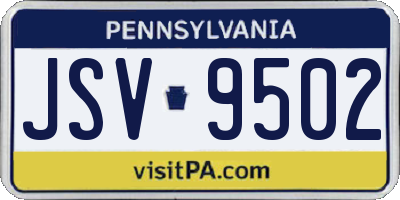 PA license plate JSV9502