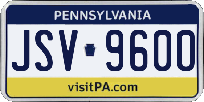 PA license plate JSV9600