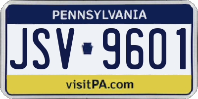 PA license plate JSV9601