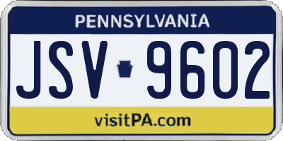 PA license plate JSV9602