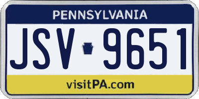PA license plate JSV9651
