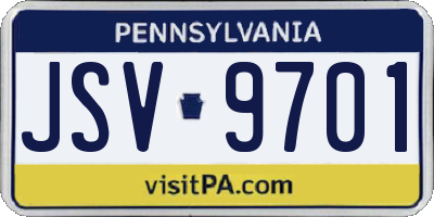 PA license plate JSV9701