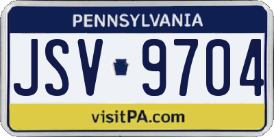 PA license plate JSV9704