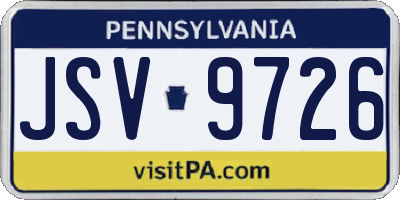 PA license plate JSV9726