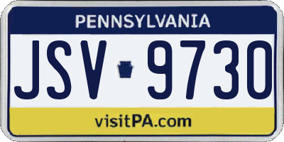 PA license plate JSV9730