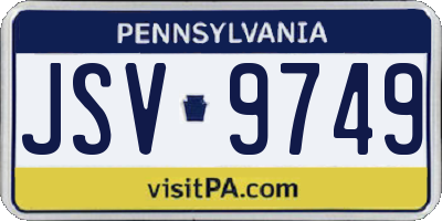 PA license plate JSV9749