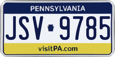 PA license plate JSV9785