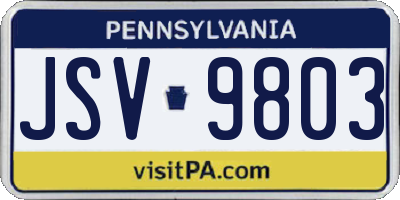 PA license plate JSV9803