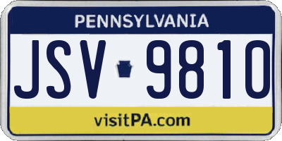 PA license plate JSV9810