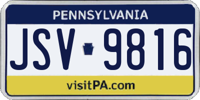 PA license plate JSV9816