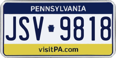 PA license plate JSV9818