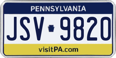 PA license plate JSV9820